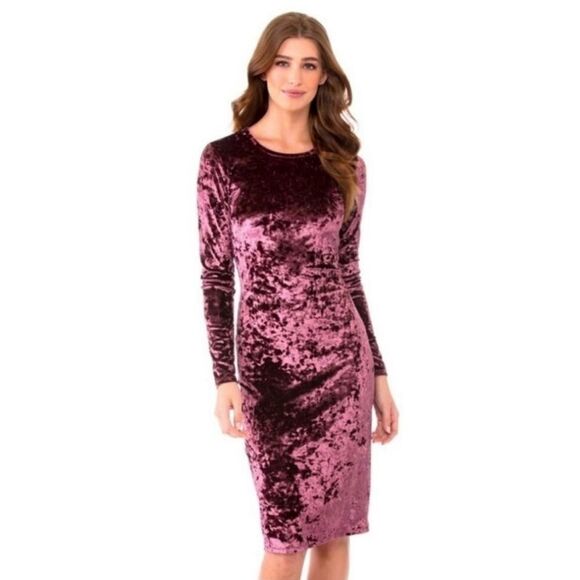 Michael Kors Cordovan Panne Stretch Velvet Midi Dress size M - Picture 1 of 7